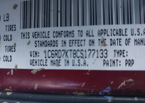 2012 Ram 1500 St z USA, uszkodzony, nr VIN 1C6RD7KT8CS177133